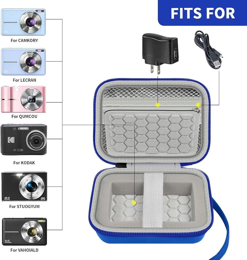 Comecase Carrying & Protective Case for Digital Camera, AbergBest 21 Mega Pixels 2.7" LCD Rechargeable HD/Kodak Pixpro/Canon PowerShot ELPH 180/190 / Sony DSCW800 / DSCW830 Cameras for Travel - Blue - Image 2